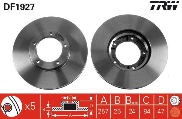 TRW Brzdový kotouč DF1927 sada 2ks - Brake Disc