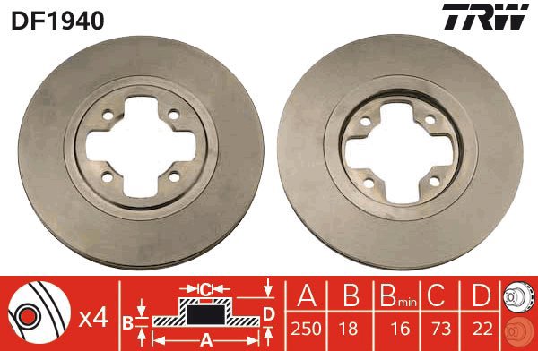TRW Brzdový kotouč DF1940 sada 2ks - Brake Disc
