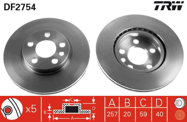 TRW Brzdový kotouč DF2754 sada 2ks - Brake Disc