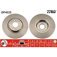 TRW Brzdový kotouč DF4025 sada 2ks - Brake Disc