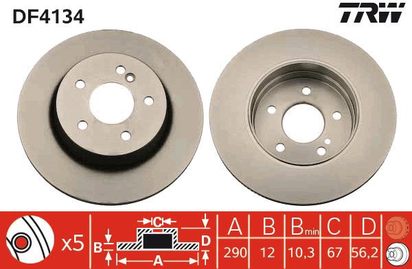 TRW Brake disc DF4134 set of 2 - Brake Disc