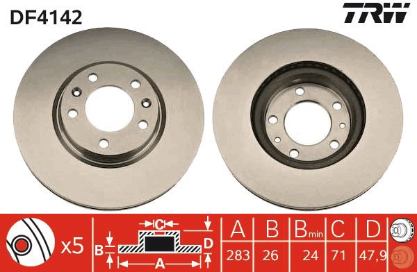 TRW Brzdový kotouč DF4142 sada 2ks - Brake Disc