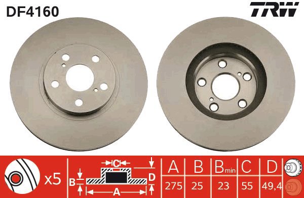 TRW Brake disc DF4160 set of 2 - Brake Disc