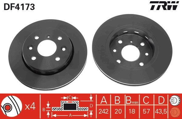 TRW Brzdový kotouč DF4173 sada 2ks - Brake Disc
