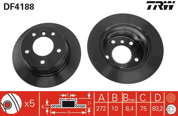 TRW Brzdový kotouč DF4188 sada 2ks - Brake Disc