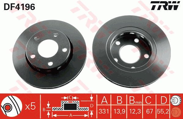 TRW Brake disc DF4196 set of 2 - Brake Disc