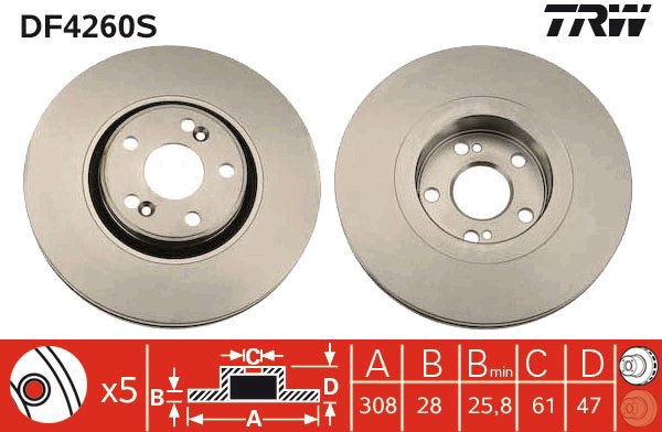 TRW Brake Disc DF4260S set of 2 - Brake Disc