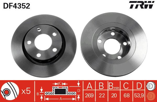 TRW Brake disc DF4352 set of 2 - Brake Disc