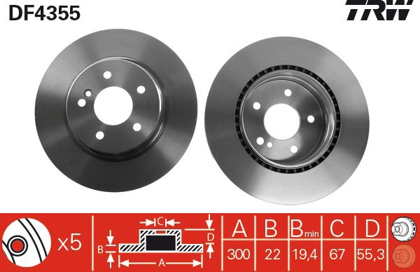 TRW Brake disc DF4355 set of 2 - Brake Disc