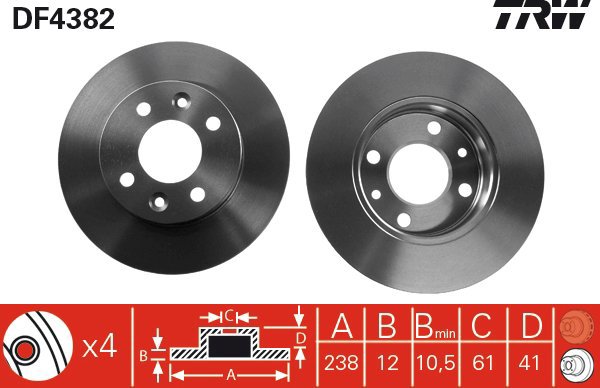 TRW Brzdový kotouč DF4382 sada 2ks - Brake Disc