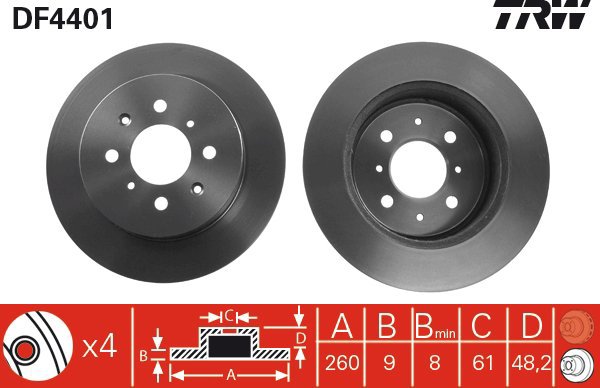 TRW Brzdový kotouč DF4401 sada 2ks - Brake Disc
