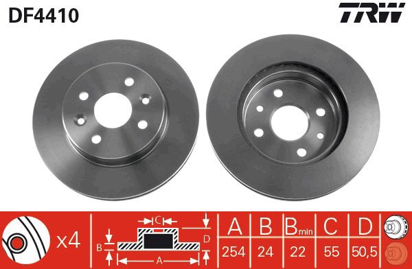 TRW Brake disc DF4410 set of 2 - Brake Disc