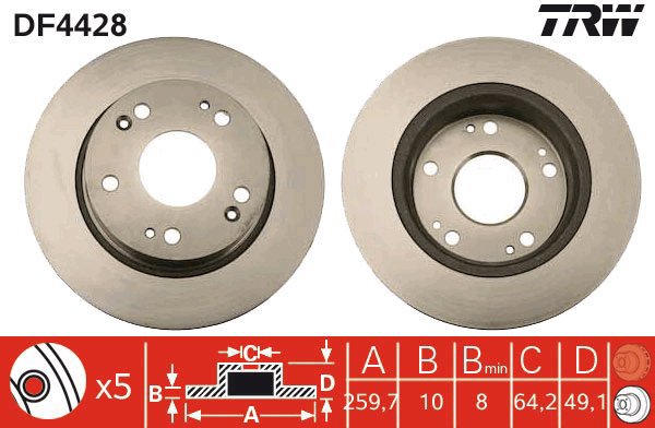 TRW Brake disc DF4428 set of 2 - Brake Disc
