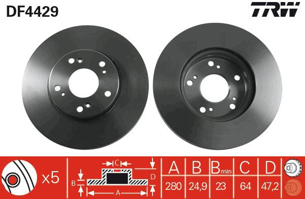 TRW Brake disc DF4429 set of 2 - Brake Disc