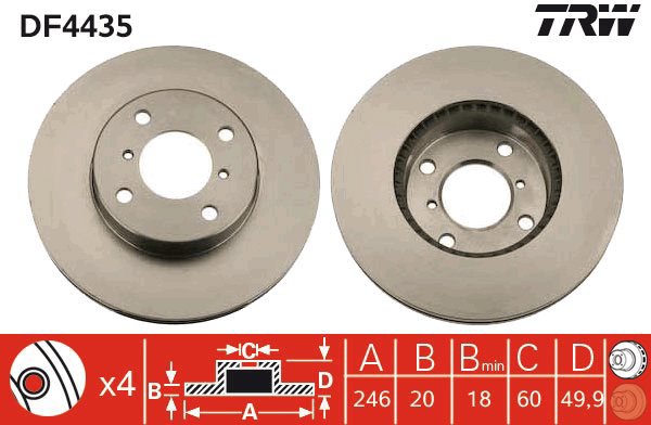 TRW Brake disc DF4435 set of 2 - Brake Disc