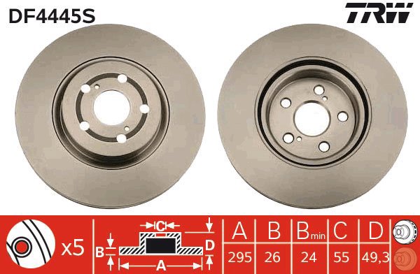 TRW Brake Disc DF4445S set of 2 - Brake Disc