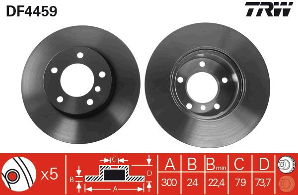TRW Brzdový kotouč DF4459 sada 2ks - Brake Disc