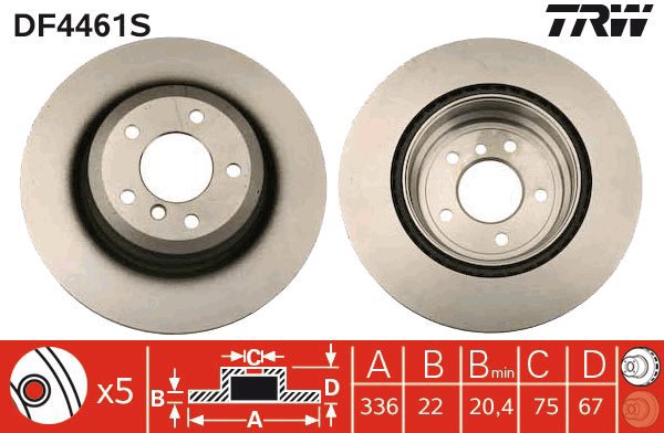TRW Brzdový kotouč DF4461S sada 2ks - Brake Disc