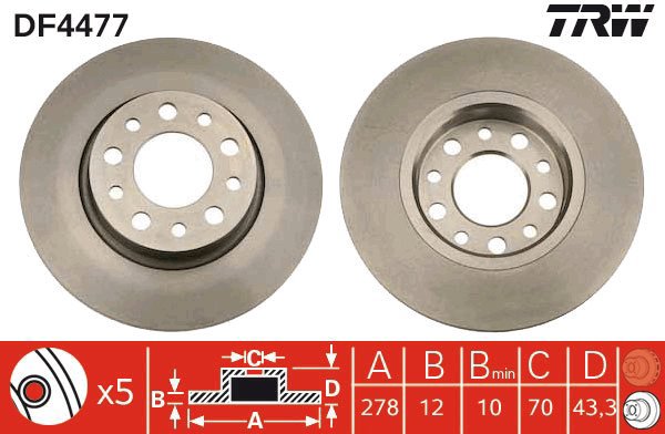 TRW Brzdový kotouč DF4477 sada 2ks - Brake Disc