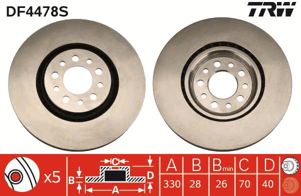 TRW Brake disc DF4478S set of 2 - Brake Disc