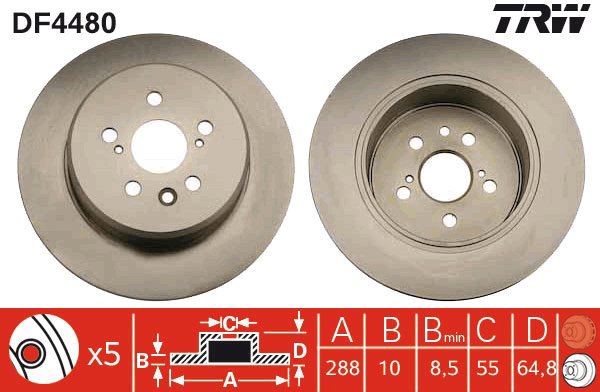 TRW Brzdový kotouč DF4480 sada 2ks - Brake Disc