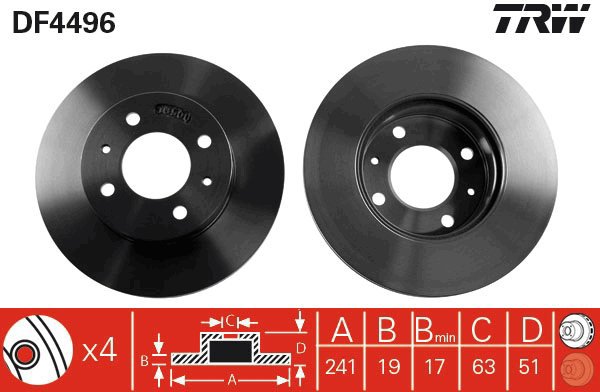 TRW Brzdový kotouč DF4496 sada 2ks - Brake Disc