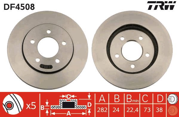 TRW Brake disc DF4508 set of 2 - Brake Disc