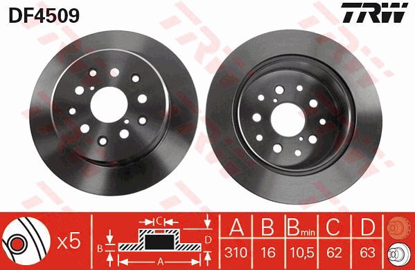TRW Brake disc DF4509 set of 2 - Brake Disc