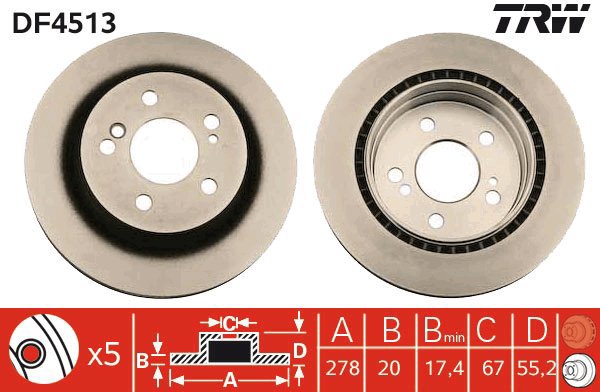 TRW Brake disc DF4513 set of 2 - Brake Disc