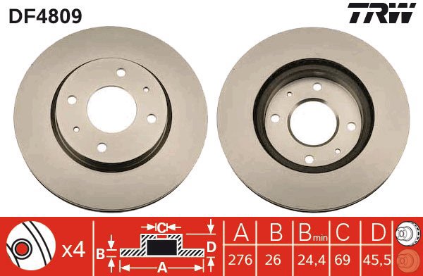 TRW Brake disc DF4809 set of 2 - Brake Disc