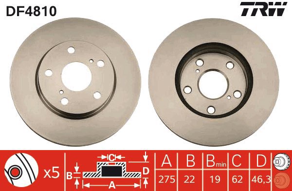 TRW Brake disc DF4810 set of 2 - Brake Disc