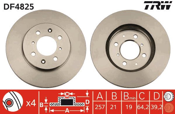 TRW Brake disc DF4825 set of 2 - Brake Disc