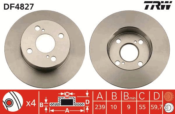TRW Brake disc DF4827 set of 2 - Brake Disc
