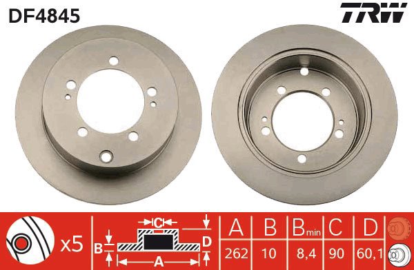 TRW Brzdový kotouč DF4845 sada 2ks - Brake Disc
