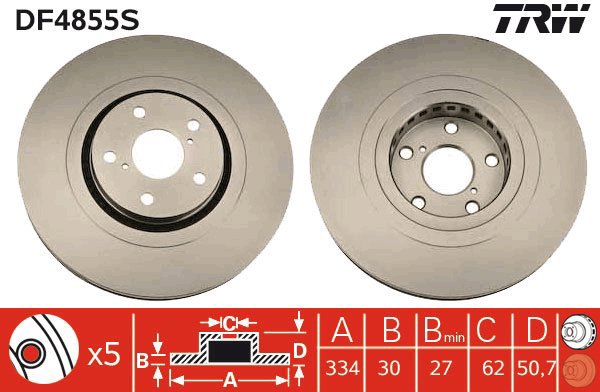 TRW Brake Disc DF4855S set of 2 - Brake Disc