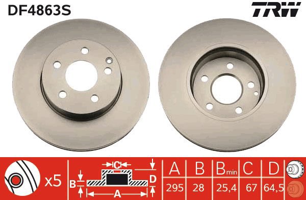 TRW Brzdový kotouč DF4863S sada 2ks - Brake Disc