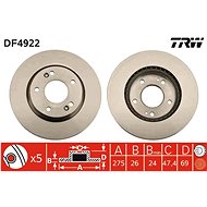 TRW Brzdový kotouč DF4922 sada 2ks - Brake Disc