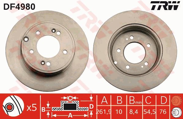 TRW Brzdový kotouč DF4980 sada 2ks - Brake Disc