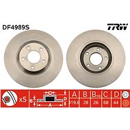 TRW Brzdový kotouč DF4989S sada 2ks - Brake Disc