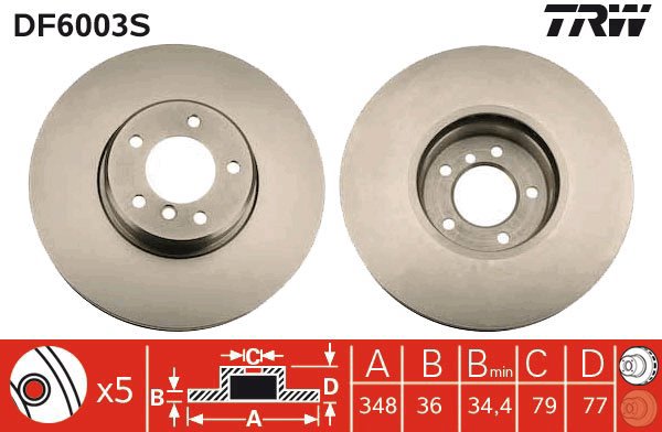TRW Brake disc DF6003S set of 2 - Brake Disc