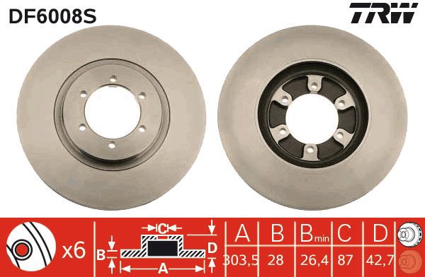 TRW Brzdový kotouč DF6008S sada 2ks - Brake Disc