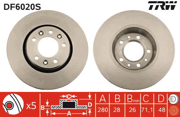 TRW Brake disc DF6020S set of 2 - Brake Disc