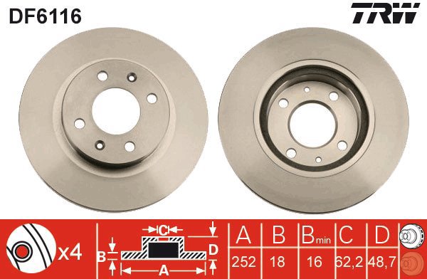 TRW Brake disc DF6116 set of 2 - Brake Disc
