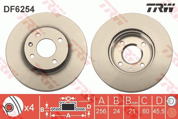 TRW Brake disc DF6254 set of 2 - Brake Disc