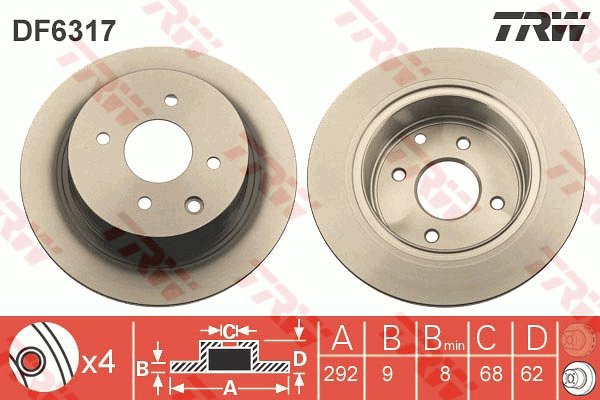 TRW Brake disc DF6317 set of 2 - Brake Disc