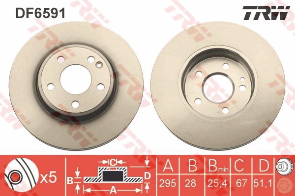 TRW Brzdový kotouč DF6591 sada 2ks - Brake Disc