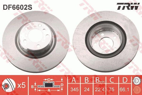 TRW Brake disc DF6602S set of 2 - Brake Disc