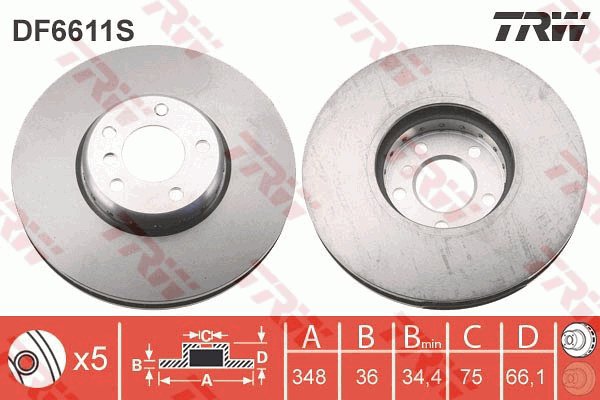 TRW Brzdový kotouč DF6611S sada 2ks - Brake Disc