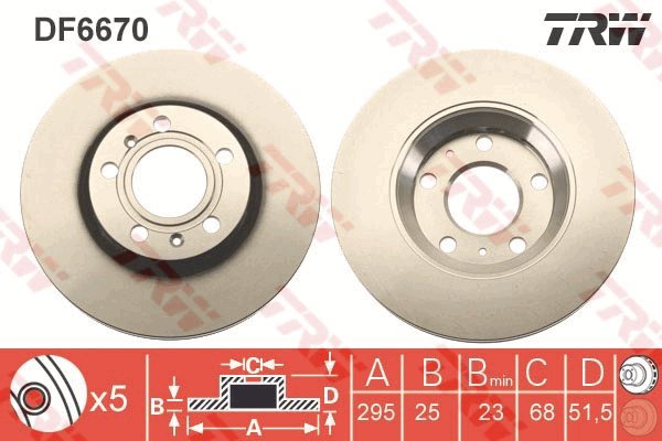 TRW Brake disc DF6670 set of 2 - Brake Disc