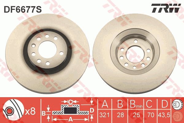 TRW Brake Disc DF6677S set of 2 - Brake Disc